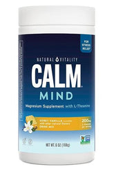 Natural Vitality Calm Mind magnesium supplement for stress relief, flavored honey vanilla, 200mg L-Theanine.